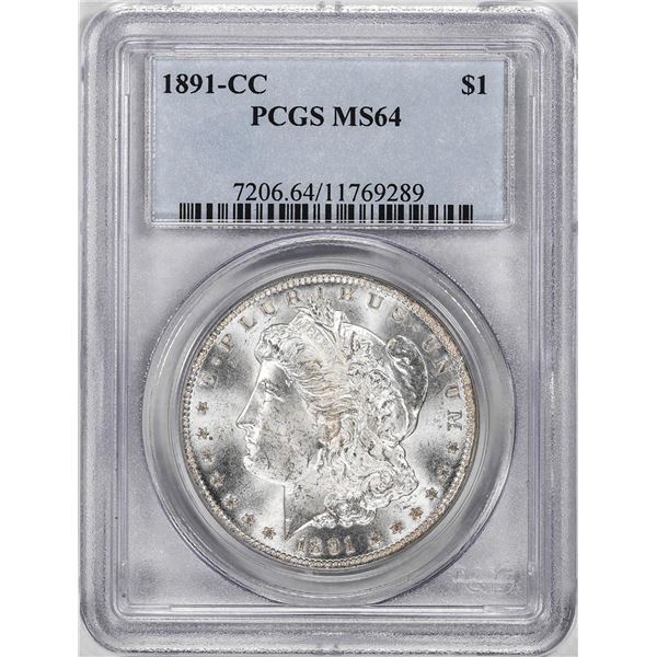 1891-CC $1 Morgan Silver Dollar Coin PCGS MS64