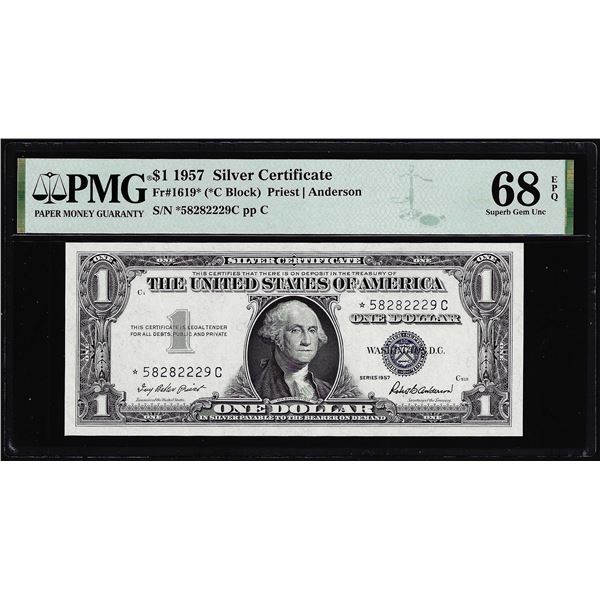 1957 $1 Silver Certificate Star Note Fr.1619* PMG Superb Gem Uncirculated 68EPQ