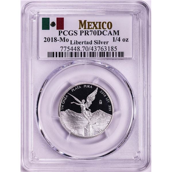 2018-Mo Mexico Proof 1/4 oz Silver Libertad Coin PCGS PR70DCAM