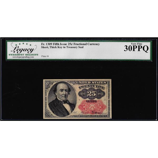 1874 Fifth Issue Twenty-Five Cent Fractional Note Fr.1309 Legacy Very Fine 30PPQ