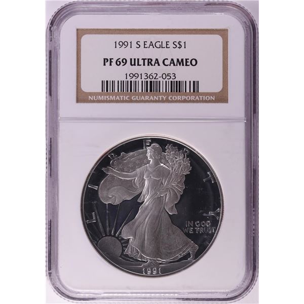 1991-S $1 Proof American Silver Eagle Coin NGC PF69 Ultra Cameo