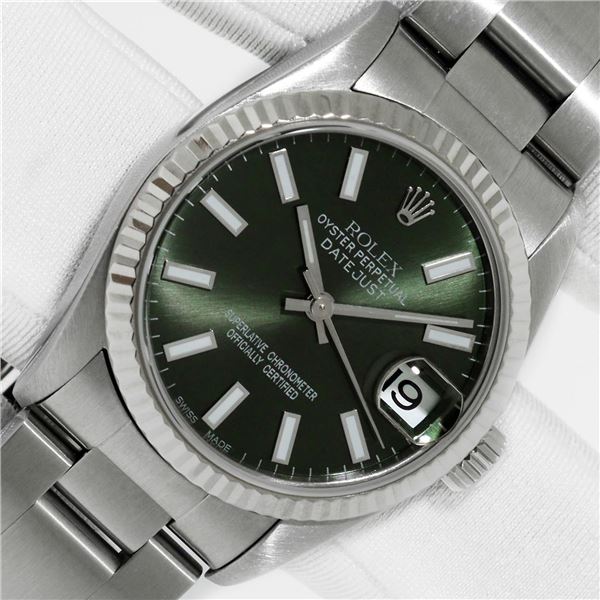 Rolex Midsize Stainless Steel Datejust Watch With Rolex Box