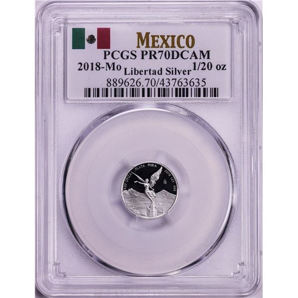 2018-Mo Mexico Proof 1/20 oz Silver Libertad Coin PCGS PR70DCAM