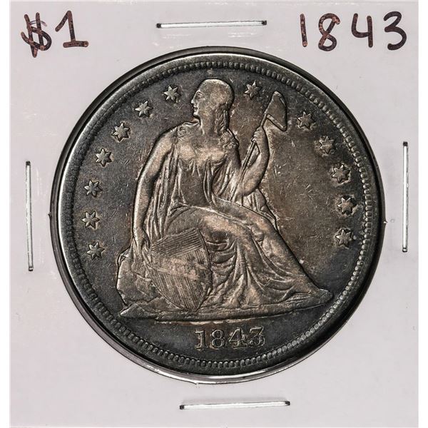 1843 $1 Seated Liberty Silver Dollar Coin