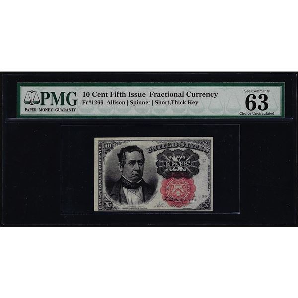 1874 Fifth Issue Ten Cent Fractional Currency Note Fr.1266 PMG Ch. Uncirculated 63EPQ