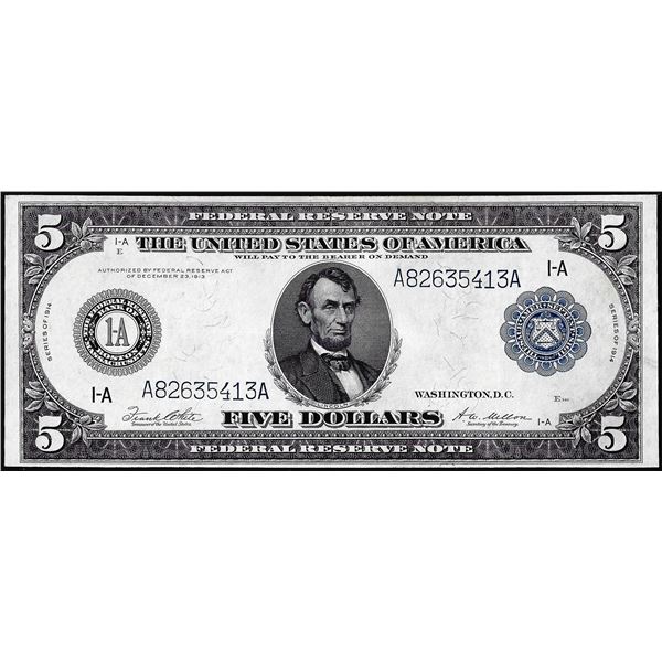 1914 $5 Federal Reserve Note Boston