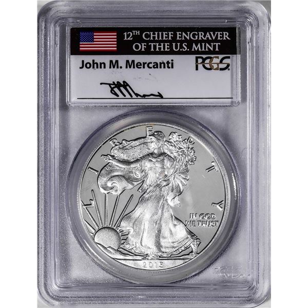 2015-W $1 Proof American Silver Eagle Coin PCGS PR70DCAM FDOI Mercanti Signature