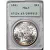 Image 1 : 1881 $1 Morgan Silver Dollar Coin PCGS MS63 Green Rattler Holder