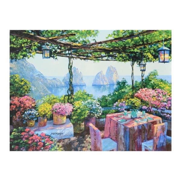 Behrens (1933-2014) "Table For Two, Capri" Limited Edition Giclee On Canvas