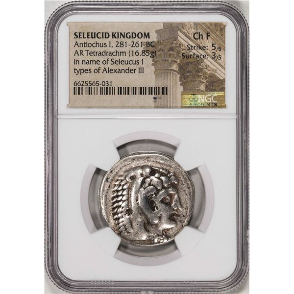 281-261 BC Seleucid Kingdom Antiochus I AR Tetradrachm Alexander III Coin NGC Ch F