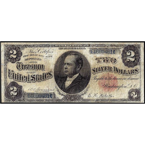 1891 $2 Windom Silver Certificate Note