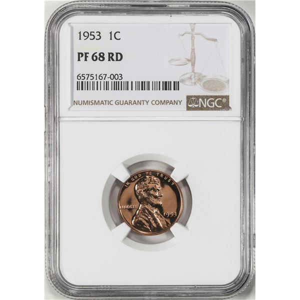 1953 Proof Lincoln Wheat Cent Coin NGC PF68RD