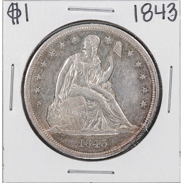 1843 $1 Seated Liberty Silver Dollar Coin