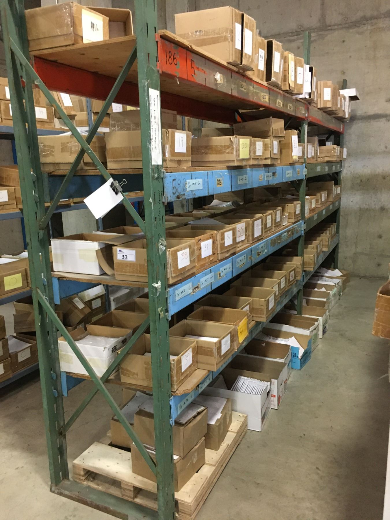 LARGE SHELF FULL OF WHITE BINDER TABS-APPROX.150 BOXES (SHELVING RACK ...