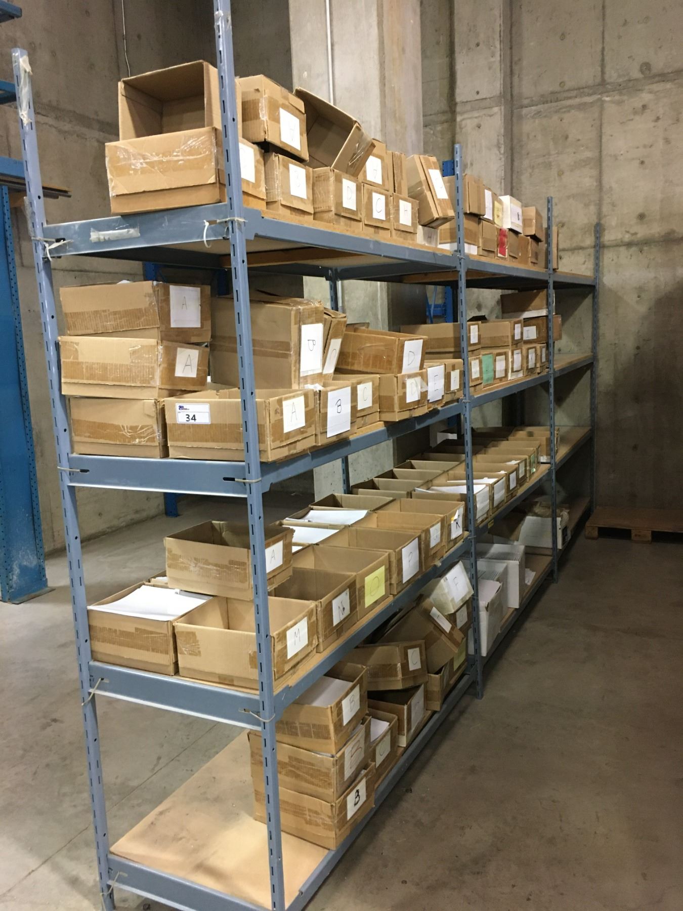 LARGE SHELF FULL OF WHITE BINDER TABS-APPROX.75 BOXES (SHELVING RACK ...