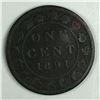 Image 1 : Canadian Large Cent 1891 Large Date Large Leave G