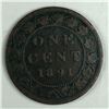 Image 1 : Canadian Large Cent 1891 Small Date Large Leaves VG+
