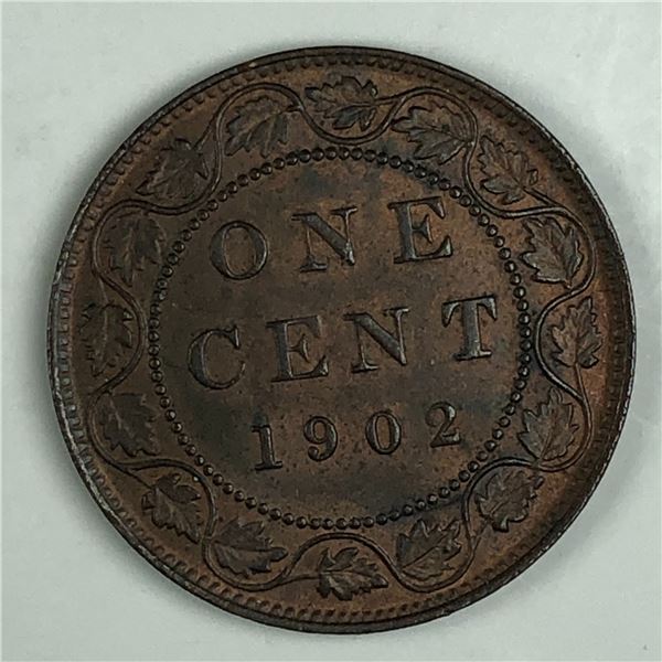 Canadian Large Cent 1902 AU++