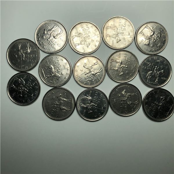 Lot of 14-1973 Canadian Mountie Quarters