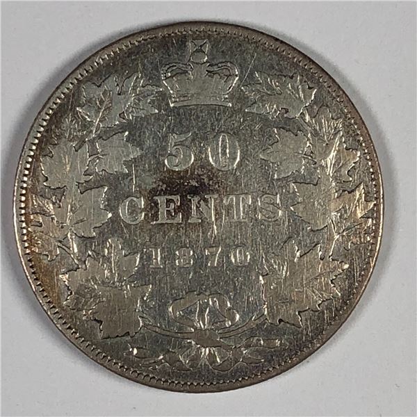 1870 Queen Victoria 50 Cents LCW Fine ++