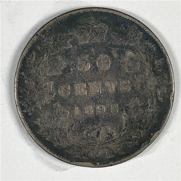 1892 Queen Victoria 50 Cents LCW G-6+