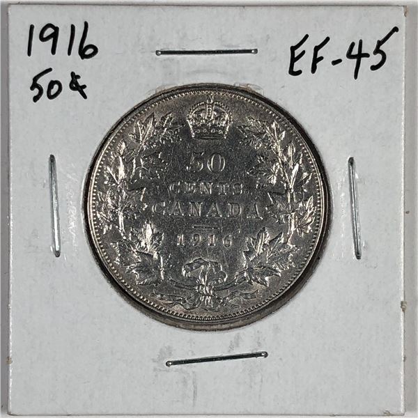 1916 King George V 50 Cents EF-45