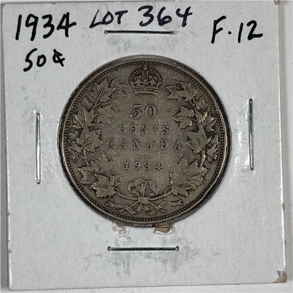 1934 King George V 50 Cents F-12