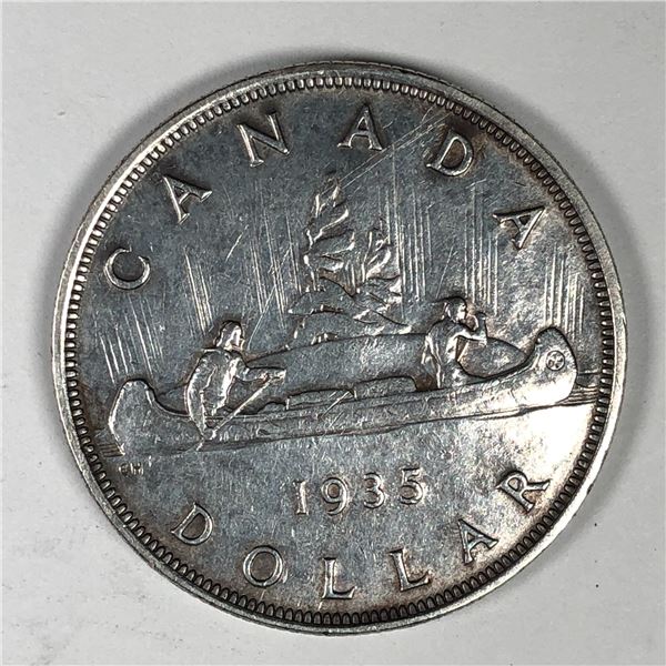 1935 King George V Canadian Silver Dollar Pocket Piece Not the Easiest Find