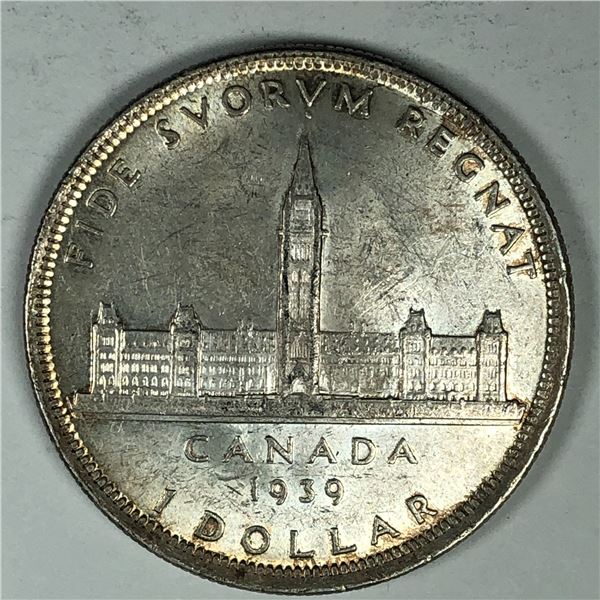 1939 King George VI Canadian Silver Dollar UNC