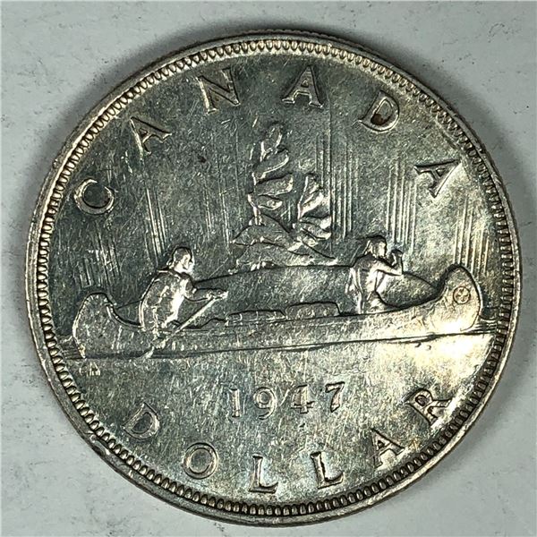 1947 Blunt King George VI Canadian Silver Dollar