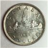 Image 1 : 1952 King George VI Canadian Silver Dollar UNC SWL Touching Canoe
