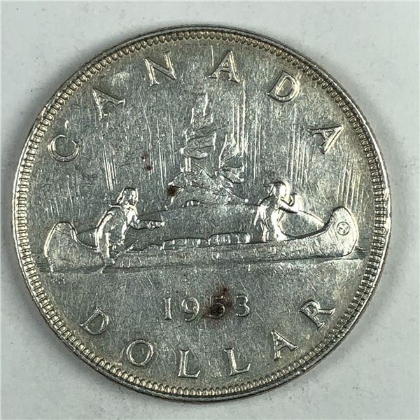 1953 Queen Elizabeth II Canadian Silver Dollar