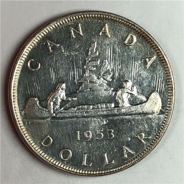 1953 Queen Elizabeth II Canadian Silver Dollar