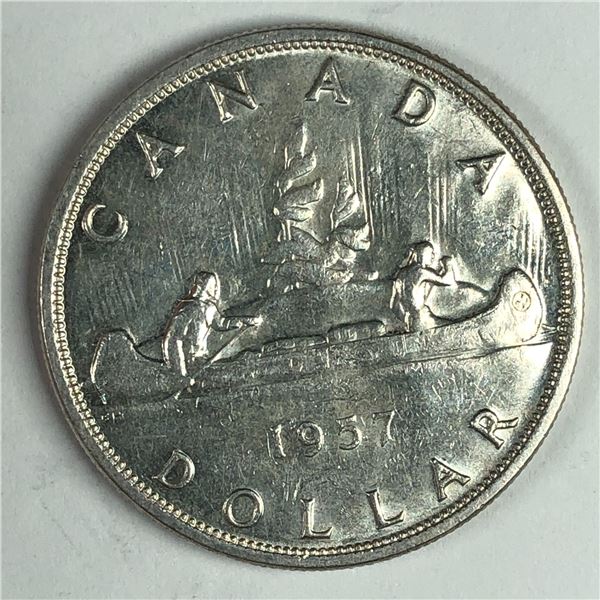 1957 Queen Elizabeth II Canadian Silver Dollar 1 WL