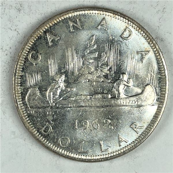 1962 Queen Elizabeth II Canadian Silver Dollar UNC