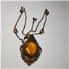 Image 1 : Vintage Amber Stone Necklas