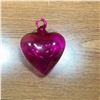 Blown Glass Xmas Heart Ornament