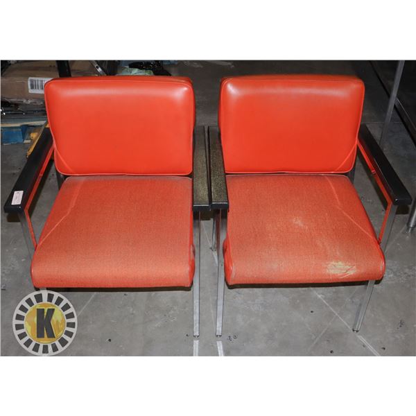 TWO ORANGE OFFICE/ WAITING ROOM CHAIRS