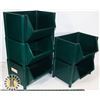 Image 2 : FIVE GREEN OFFICE STORAGE STACKABLE BINS