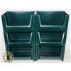 Image 2 : SIX GREEN OFFICE STORAGE STACKABLE BINS