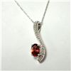 10K WHITE GOLD GARNET 18"(0.5CT) DIAMOND(0.2CT)