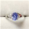 Image 1 : 14K WHITE GOLD TANZANITE(1CT) DIAMOND(0.05CT)