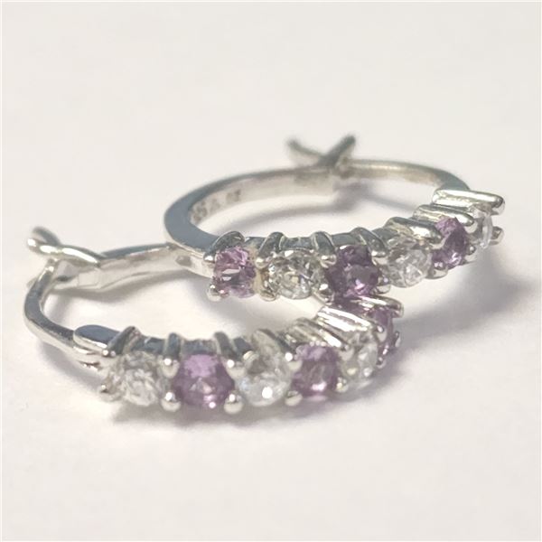 SILVER CREATED ALEXANDRITE EARRINGS