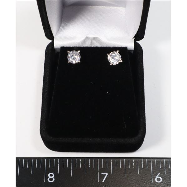 PAIR OF STERLING SILVER 1CT EACH CZ DIAMOND