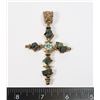 Image 1 : LARGE VINTAGE GEMSTONE TYPE CRUCIFIX CROSS