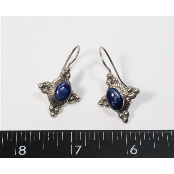 SOLID STERLING SILVER VINTAGE GEMSTONES EARRINGS