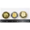 Image 1 : LOT OF 3 GOLD & SILVER PLATED TRUMP MEDAL/TOKEN