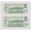 Image 2 : TWO GOOD CONDITION 1973 CANADIAN ONE DOLLAR NOTES