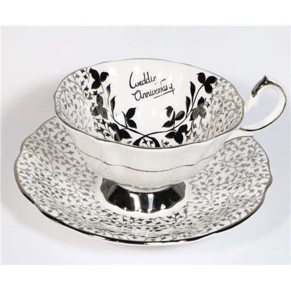 QUEEN ANNE WEDDING ANNIVERSARY TEA CUP & SAUCER