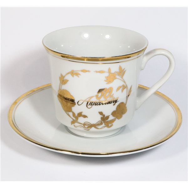 CAMERON 50TH ANNIVERSARY TEA CUP AND SAUCER